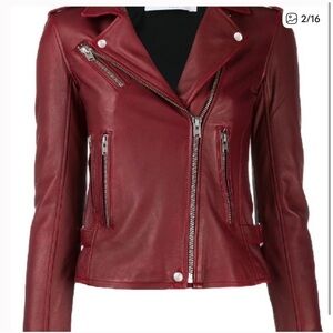 IRO New Han Burgundy Leather Moto Jacket